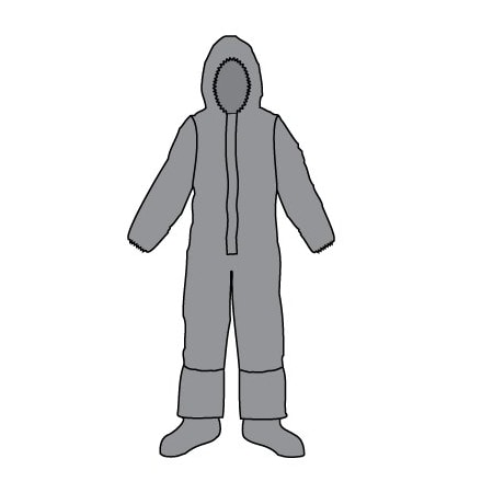 Kappler Disposable Coverallss, Hooded, L/XL, Elastic Wrist, Attached Boots Ankle, Heat Sealed/Taped Seam Z2H426GYLGXL